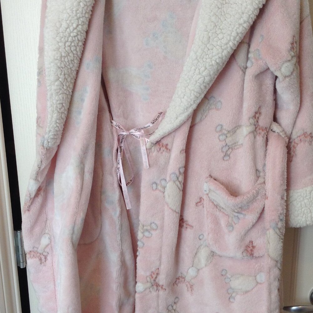 La Vie en Rose Women's Size M Hooded Bathrobe Housecoat Plush Bath Robe - Picture 3 of 10